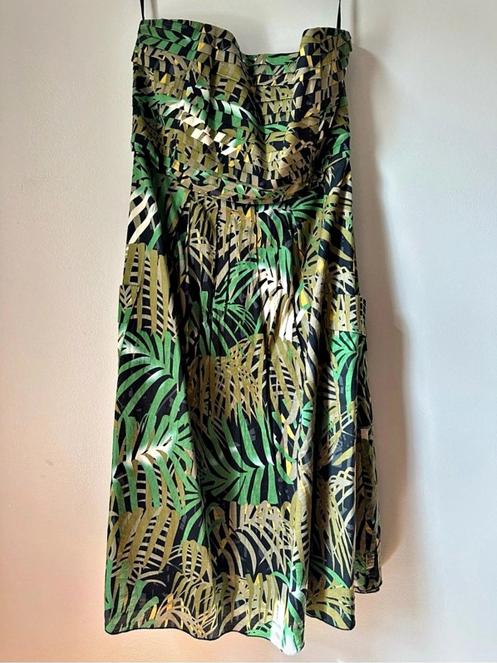 Spense Printed Midi Dress in Green & Black Size 8 Like New